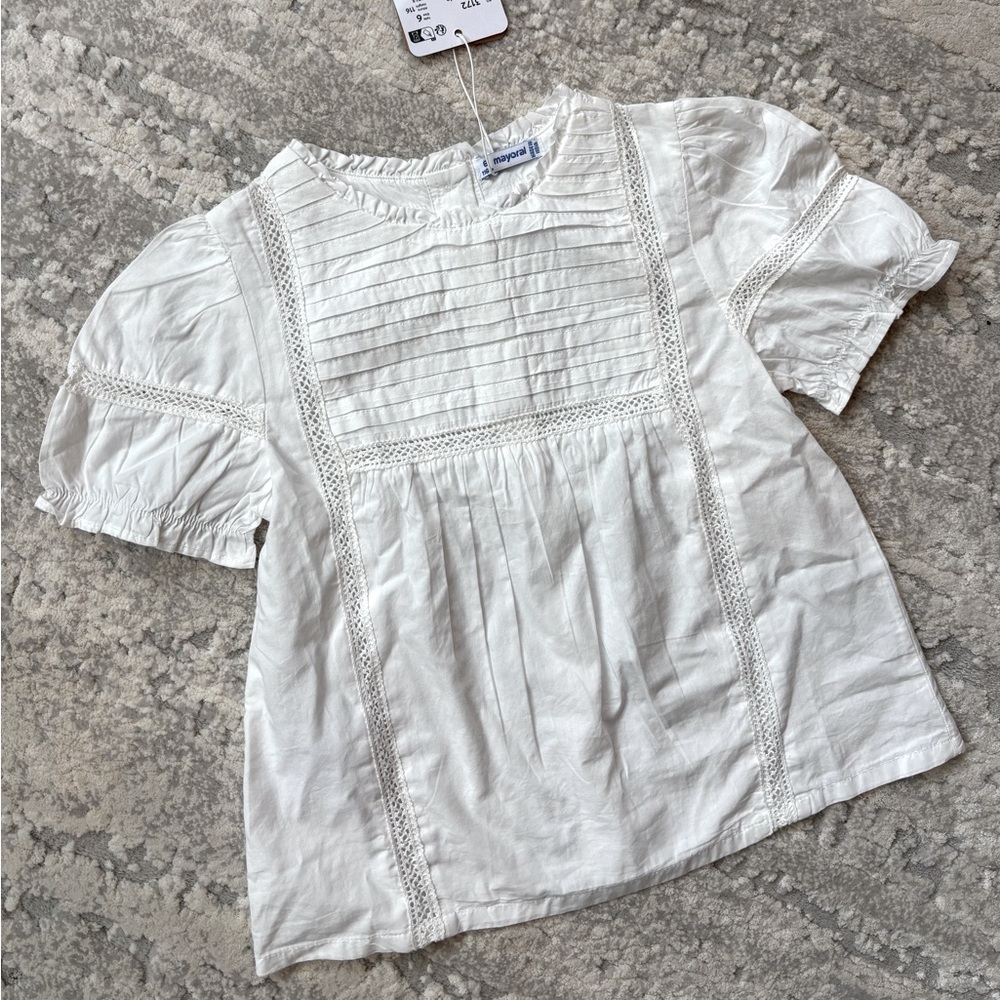 White Short Sleeve Blouse (size 6)